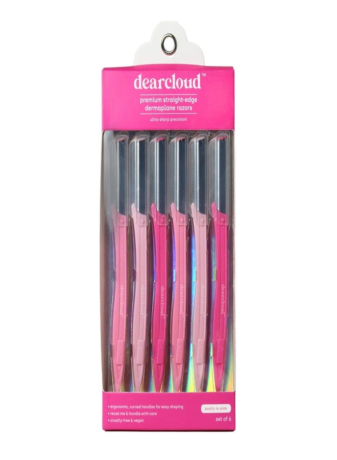dearcloud Pretty in Pink Straight-Edge Dermaplane Razors – Set of 6 – Flawless Facial Hair Remover, Dermaplane Razor for Women Face & Exfoliation Tool (Pretty in Pink) - Image 1